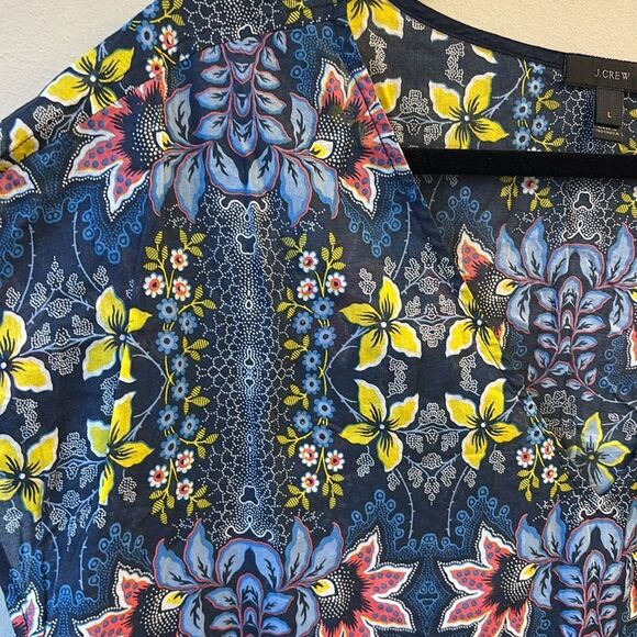 J. Crew tunic large Floral Top blouse cotton - Picture 2 of 5